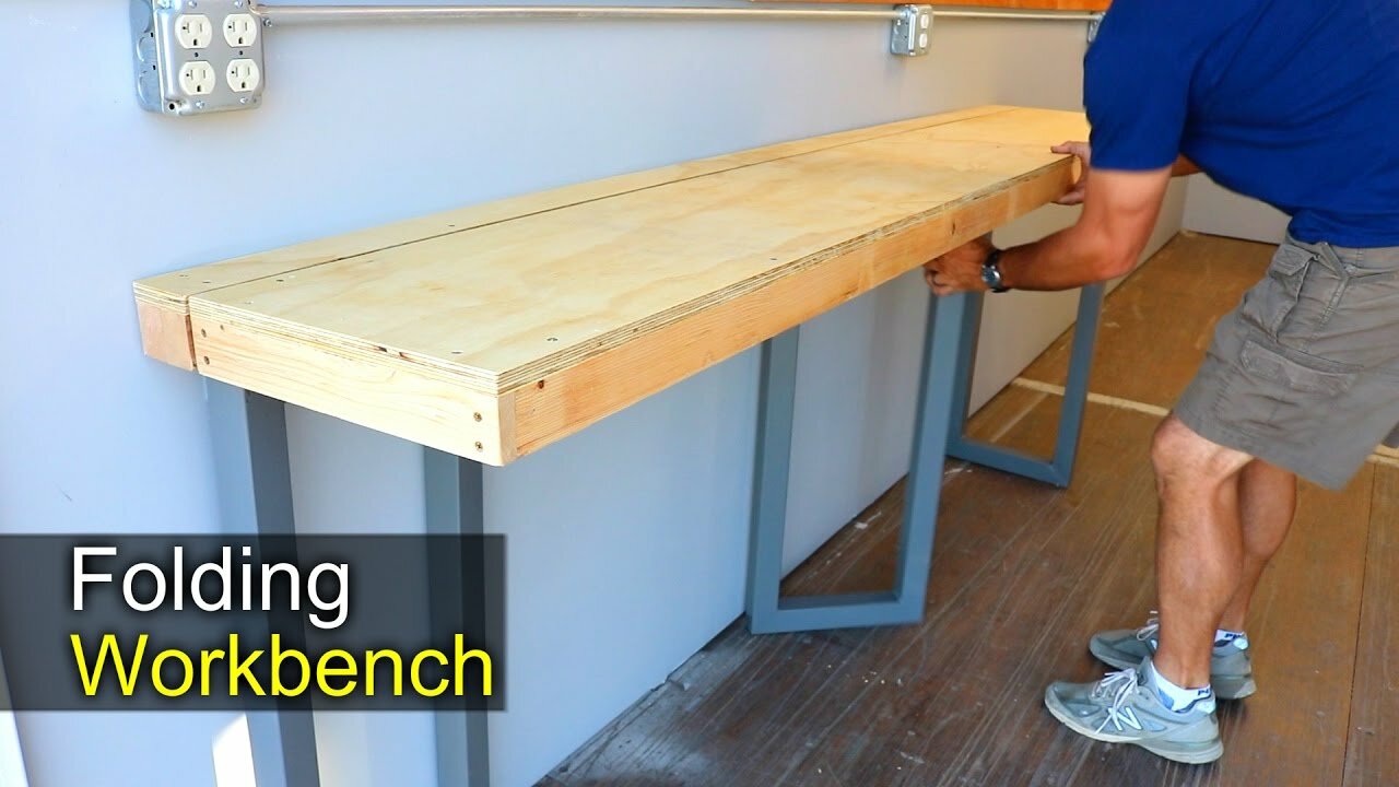 Wall Mounted Folding Workbench for Exciting Workspace Furniture Ideas: Wall Mounted Folding Workbench | Fold Down Workbench Plans | Foldable Workbench