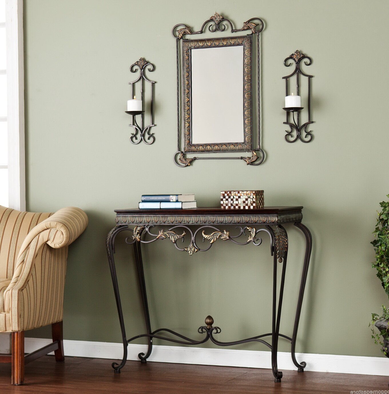 Entryway Furniture with Mirror | How to Decorate A Credenza | Entryway Mirror