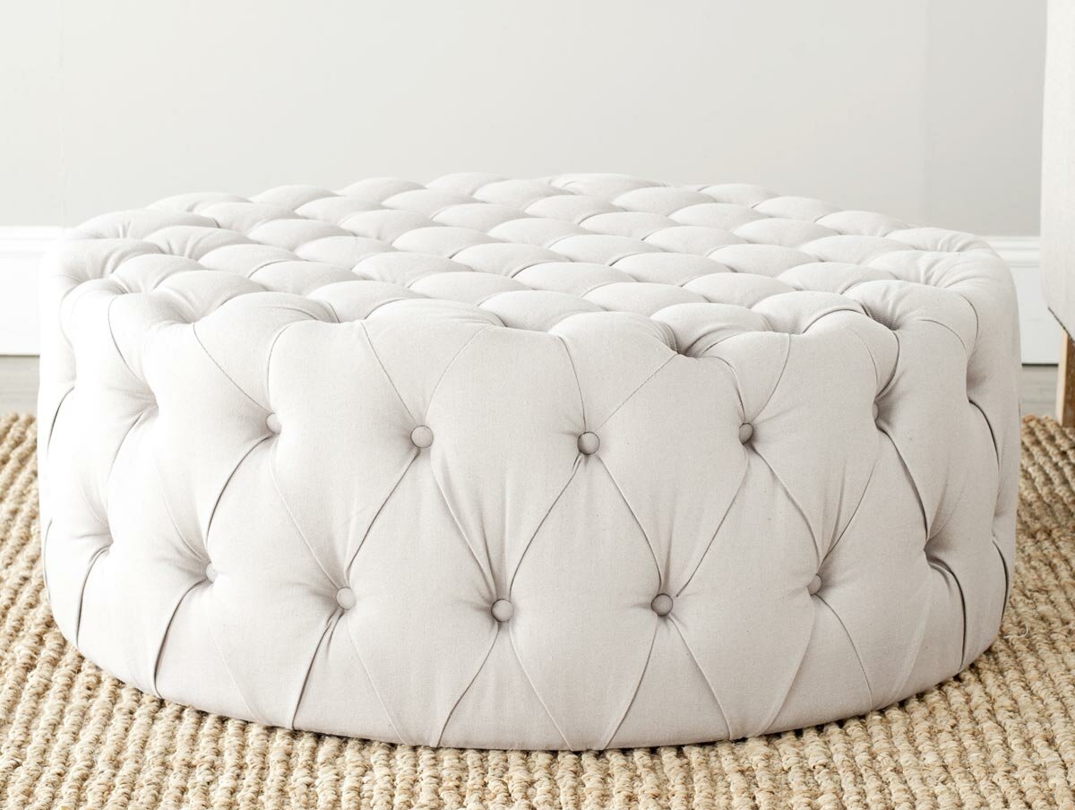 Extra Large Ottoman | Circle Ottoman With Storage | Extra Large Leather Ottoman