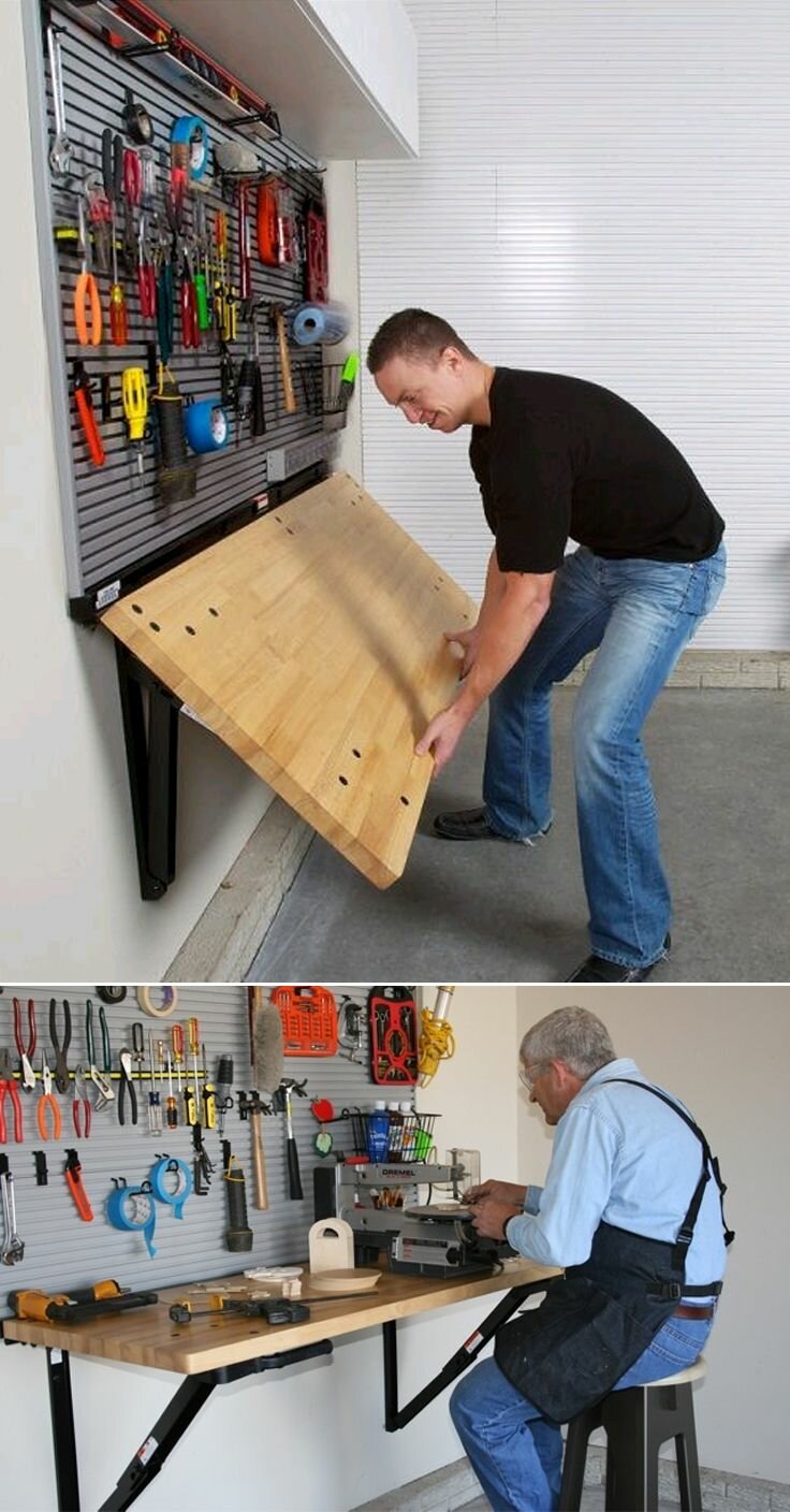 Wall Mounted Foldable Table | Collapsible Workbench Plans | Wall Mounted Folding Workbench