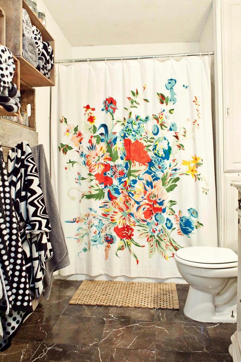 Beautiful Bathroom Decor Ideas with Floral Shower Curtain: Floral Shower Curtain | Funky Shower Curtains | Floral Print Shower Curtain